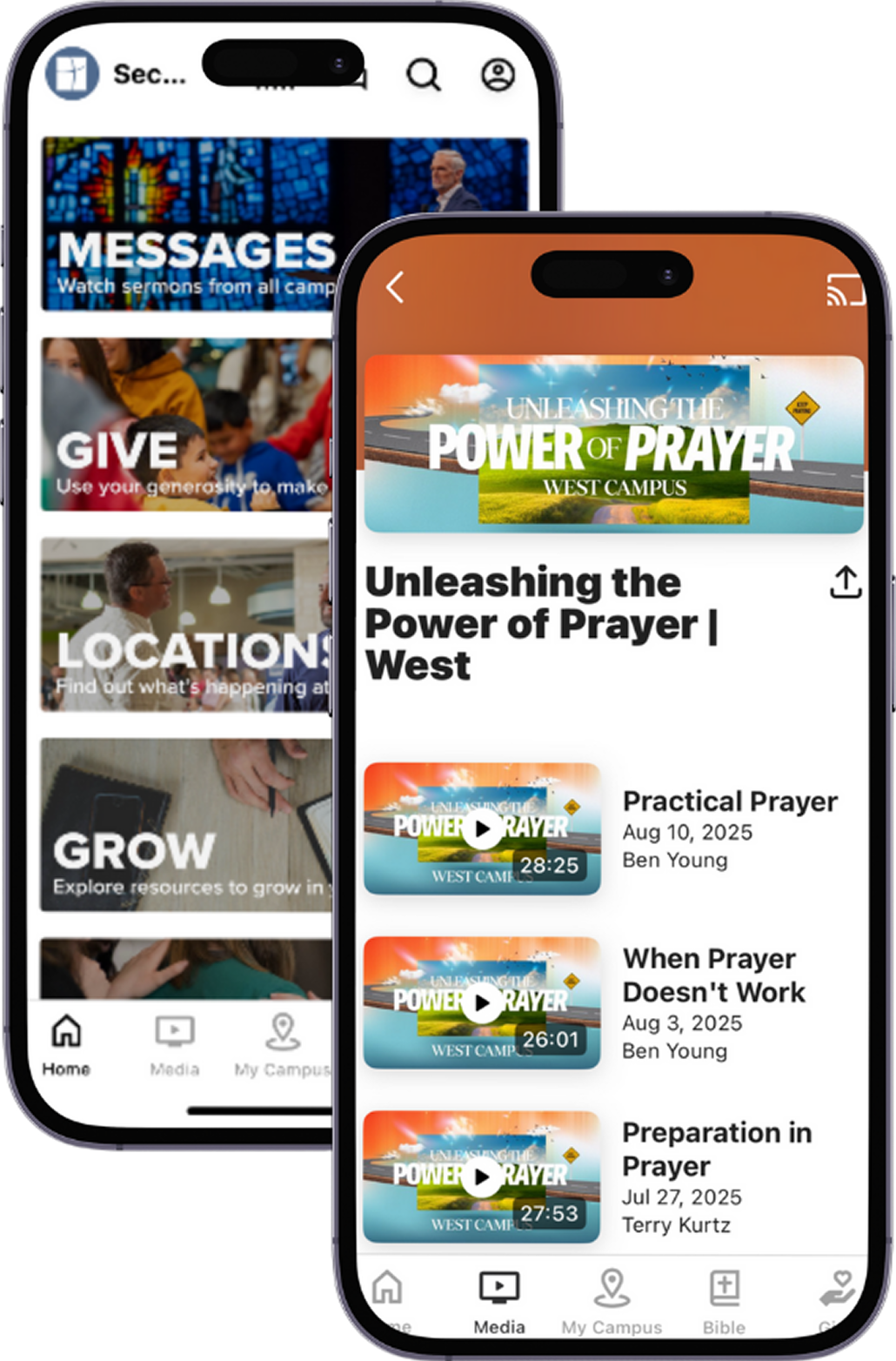Two phones with second baptist app